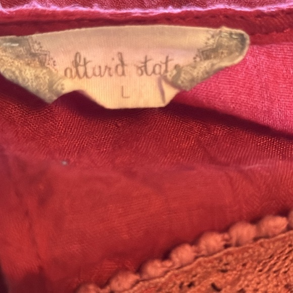 Altar’d State Boho pleated lace keyhole back lined casual dress Sz L - Picture 5 of 7